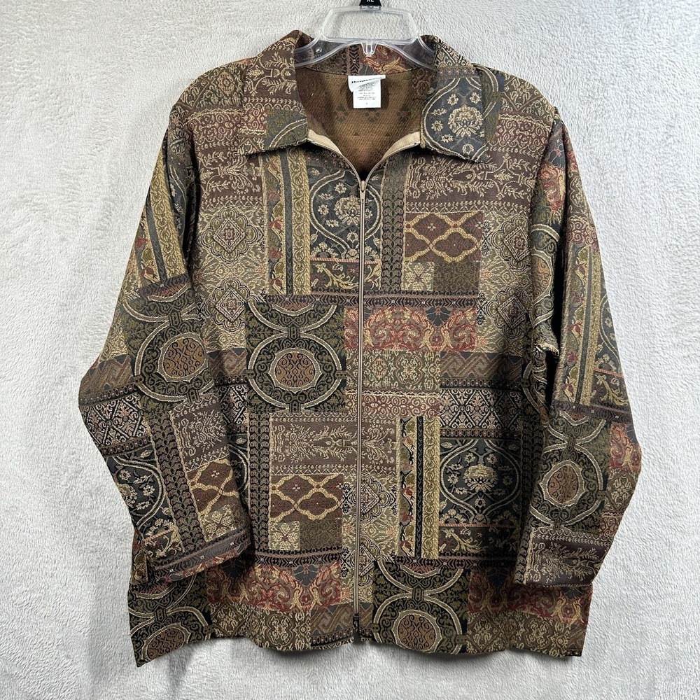 BonWorth Paisley Tapestry Jacket Full Zip Women's XL Vtg‎ Grabdmacore Mature
